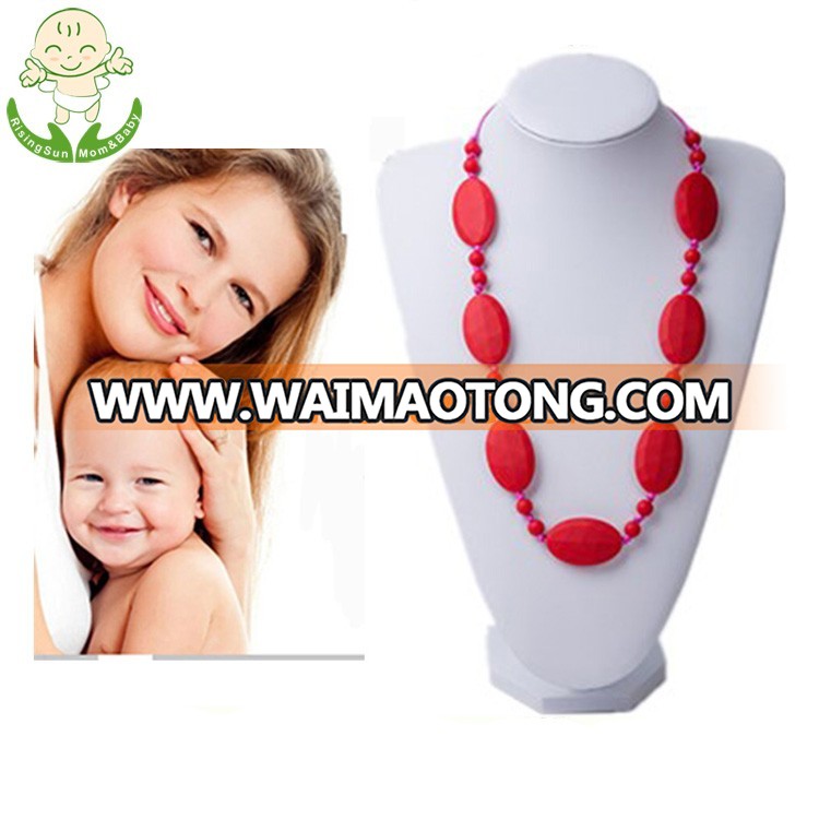 Teething Nursing Breastfeeding Necklace beads baby chew jewelry Silicone Necklace